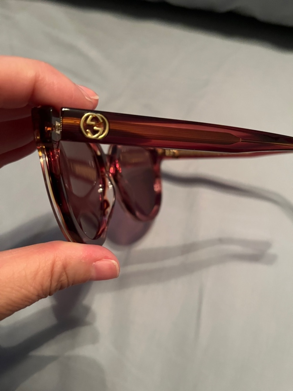 Gucci Burgundy Crystal Cat-Eye Sunglasses - Picture 6 of 9